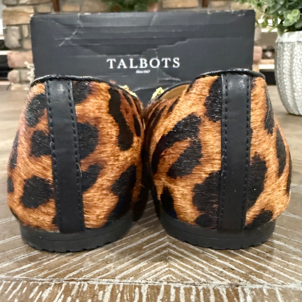 Talbots Lucy Chain Link Leopard Calf Hair Flats Loafers Shoes Size Women 7M - Picture 7 of 8